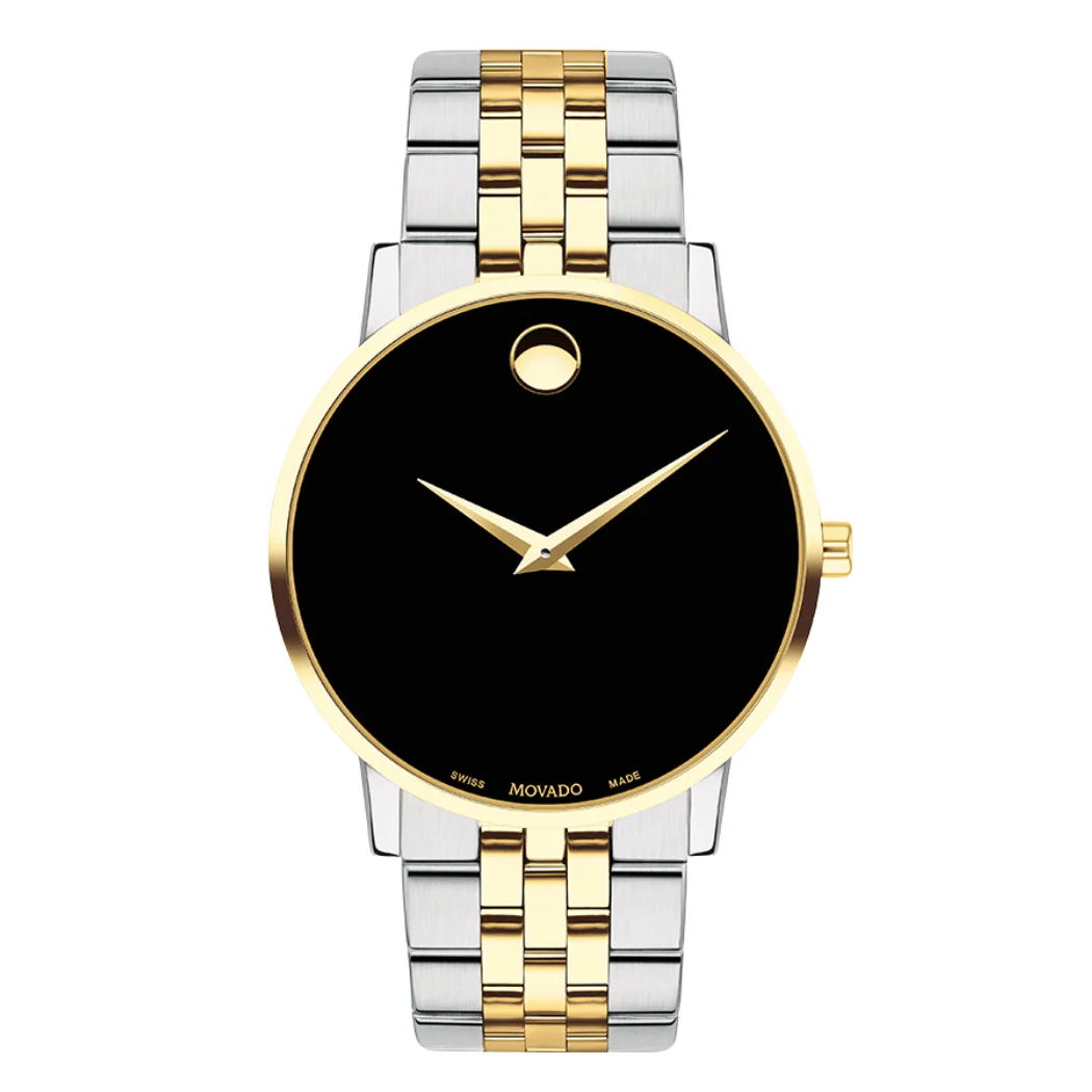 Movado Museum Two-tone Stainless Steel Black Dial Quartz Watch for Gents- 0607200
