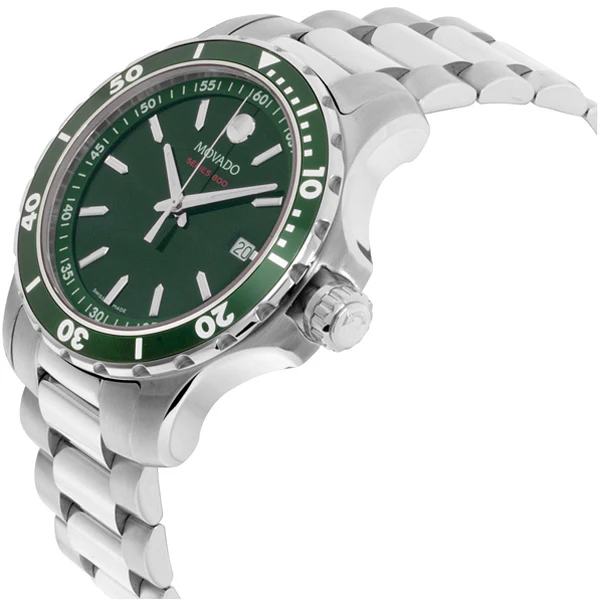 Movado Series 800 Silver Stainless Steel Green Dial Quartz Watch for Gents - 2600136 - Image 3