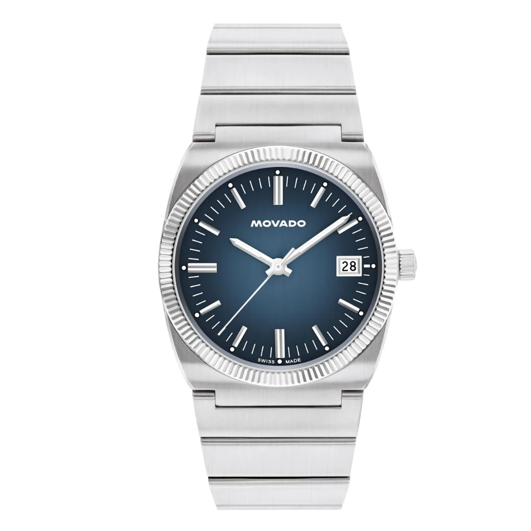 Movado Silver Stainless Steel Blue Dial Quartz Watch for Gents - Movado 3650215