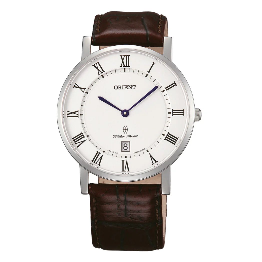 Orient Classic Black Leather Strap White Dial Quartz Watch for Gents - FGW0100HW0