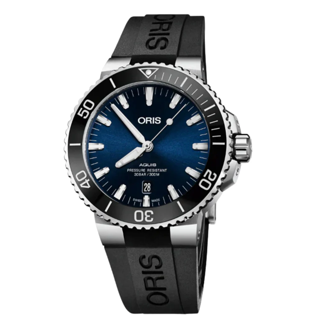 Oris Aquis Black Silicone Strap Blue Dial Automatic Watch for Gents - 01733773041350742464EB