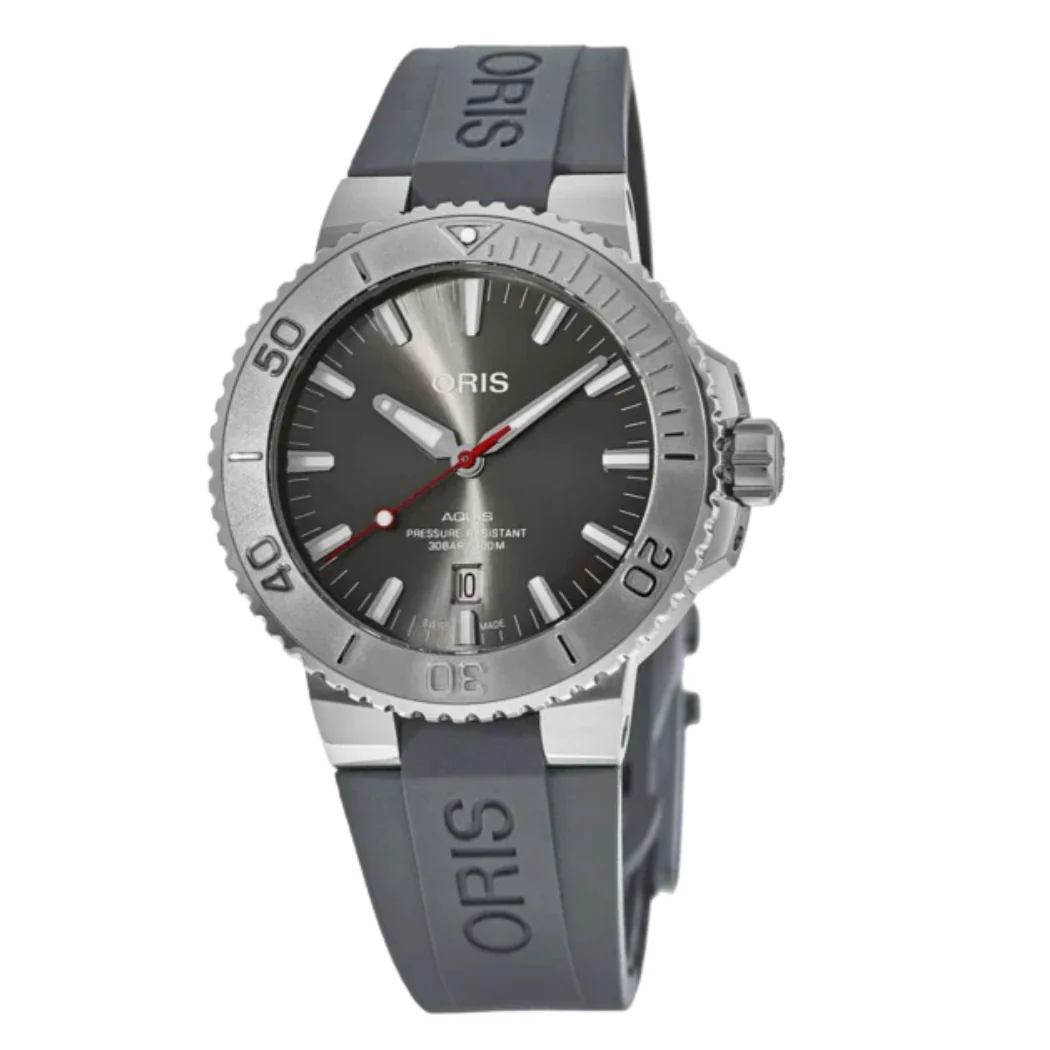 Oris Aquis Grey Silicone Strap Grey Dial Automatic Watch for Gents - 01733773041530742463EB