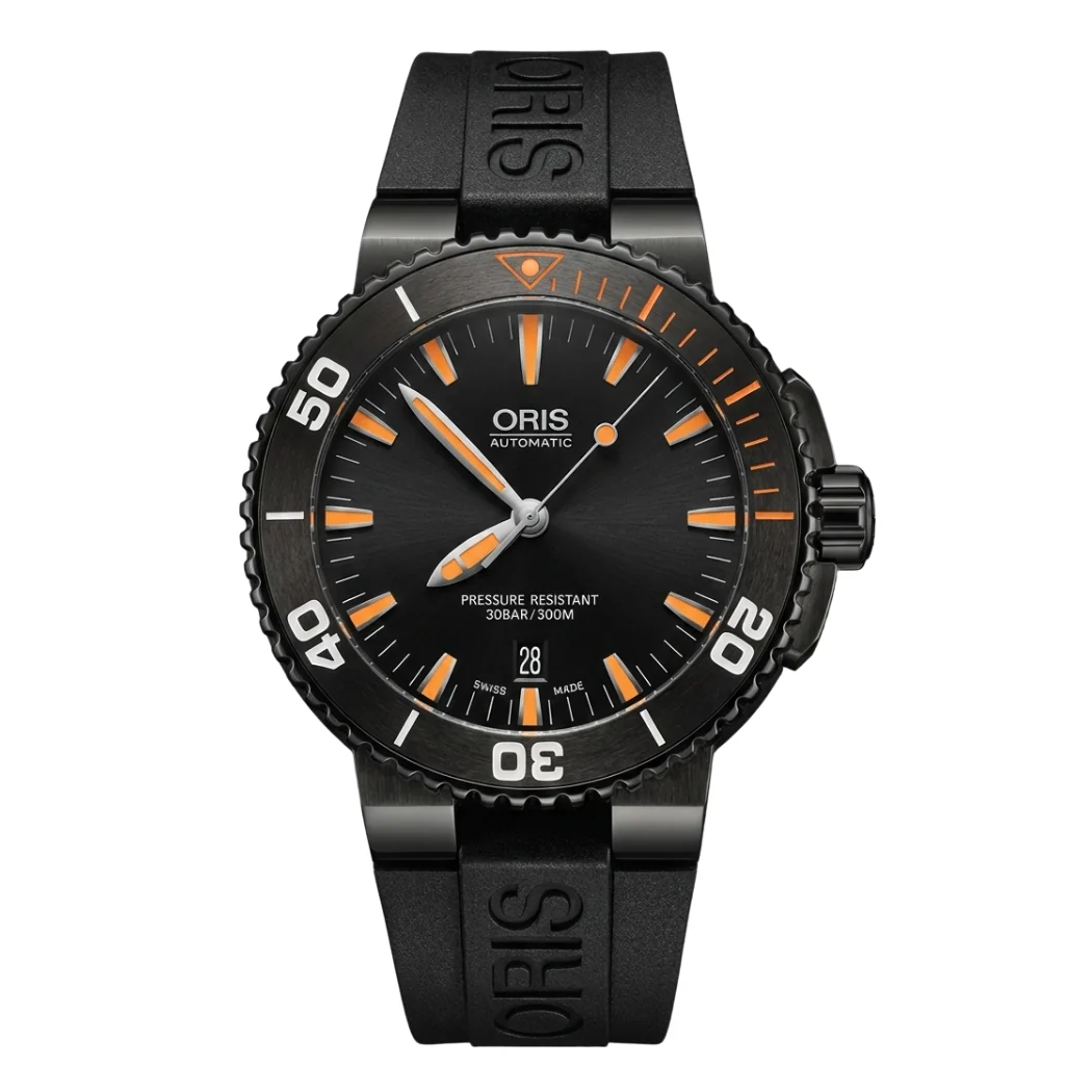 Oris Black Silicone Strap Black Dial Automatic Watch for Gents - ORIS 01733765342590742634GE