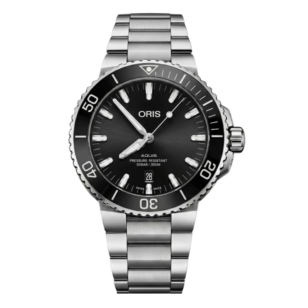 Oris Silver Stainless Steel Black Dial Automatic Watch for Gents - ORIS 01733773041340782405PEB