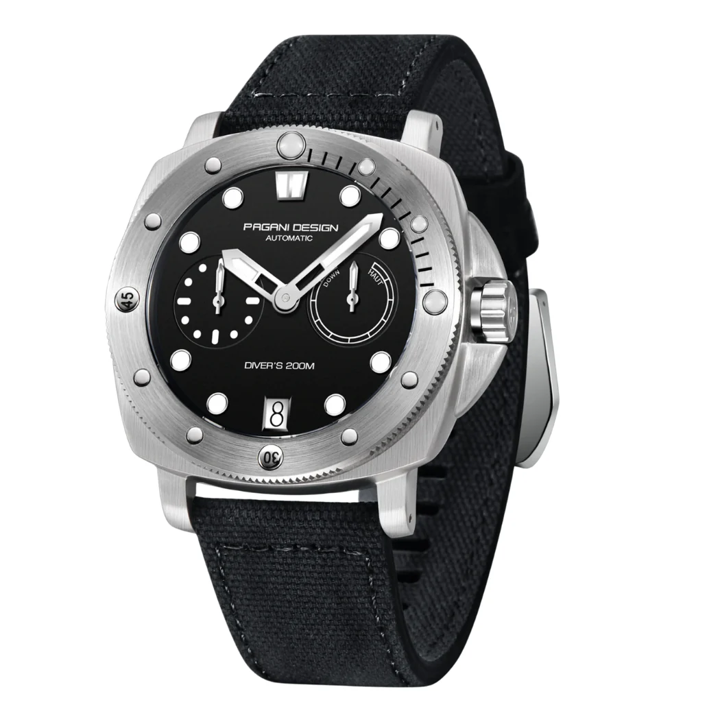 Pagani Black Leather Strap Black Dial Automatic Watch for Gents - PD-1767