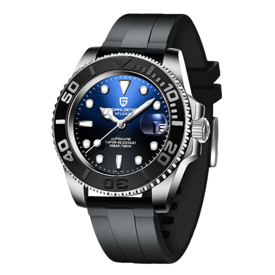 Pagani Black Silicone Strap Bue Dial Automatic Watch for Gents –  PD-YS027