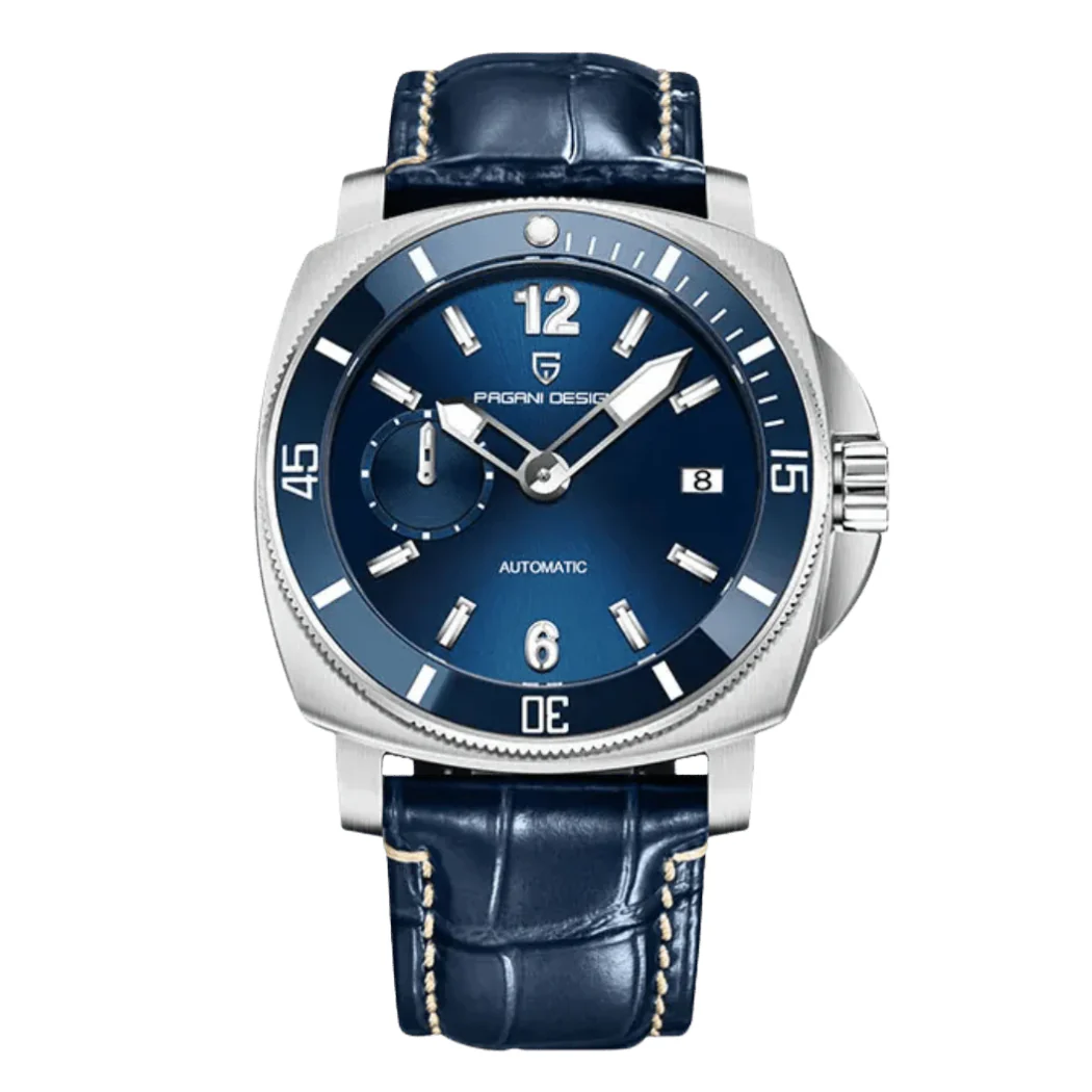 Pagani Design Blue Leather Strap Blue Dial Automatic Watch for Gents - PD-1820-S-5TP SILVER/BLUE/BLUE