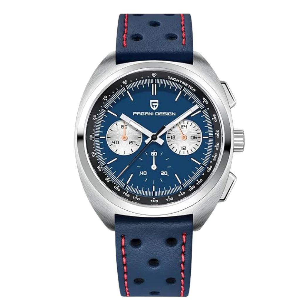 Pagani Design Blue Leather Strap Blue Dial Chronograph Quartz Watch for Gents - PD1782