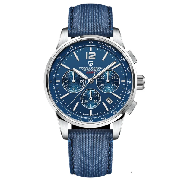 Pagani Design Blue Leather Strap Blue Dial Chronograph Quartz Watch for Gents - PDYS008