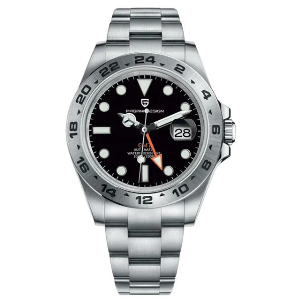 Pagani Design Silver Stainless Steel Black Dial Automatic Watch for Gents - PD-1682