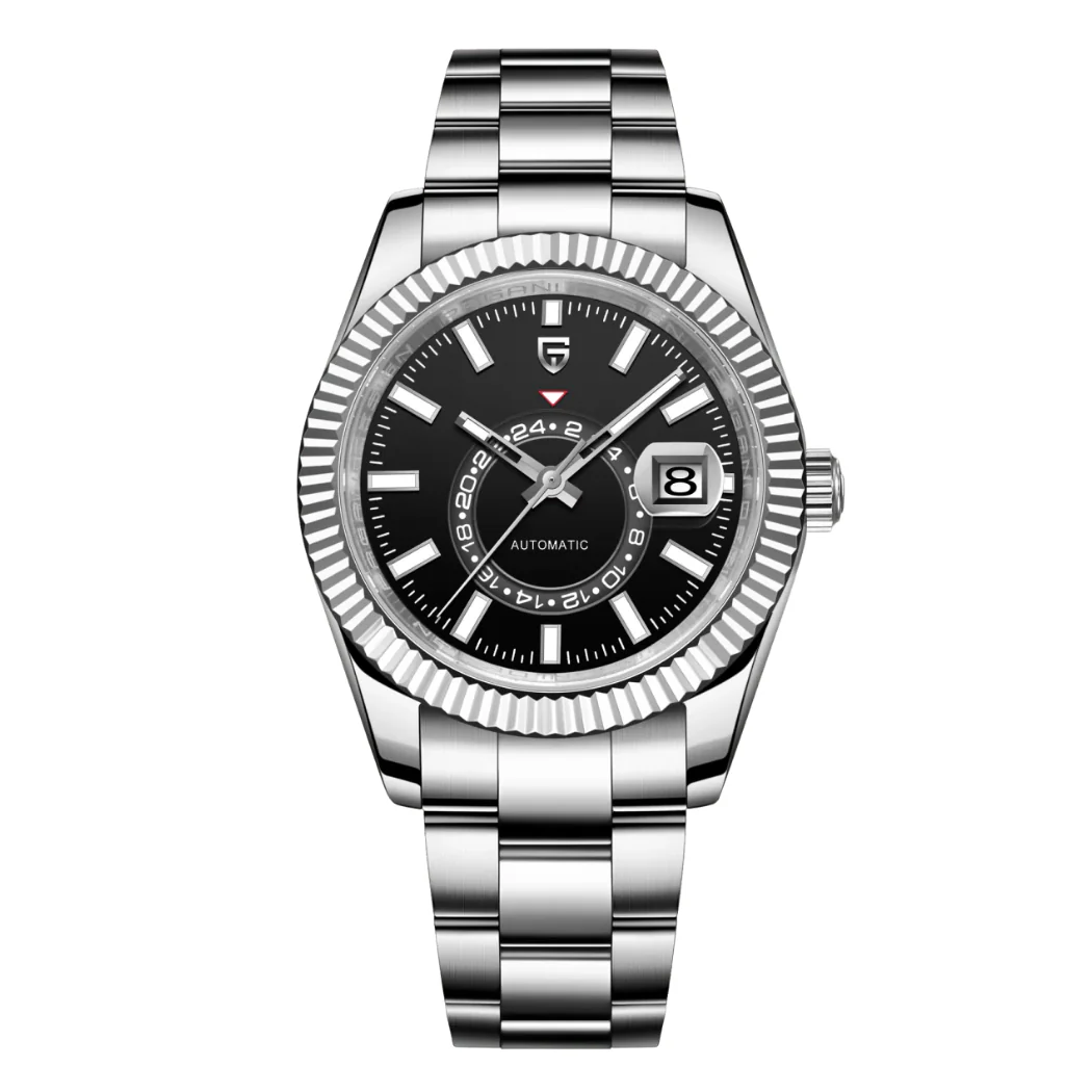 Pagani Design Silver Stainless Steel Black Dial Automatic Watch for Gents - PD-1888-S-CH SILVER/BLACK/SILVER JUBILY