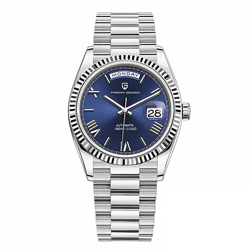 Pagani Design Silver Stainless Steel Blue Dial Automatic Watch for Gents - PD1752