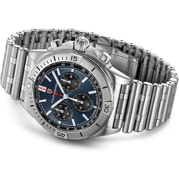 Pagani Design Silver Stainless Steel Blue Dial Chronograph Quartz Watch for Gents - PD1705 - Image 2