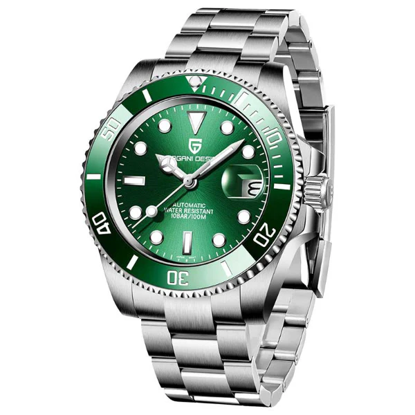 Pagani Design Silver Stainless Steel Green Dial Automatic Watch for Gents - PD1661 - Image 2