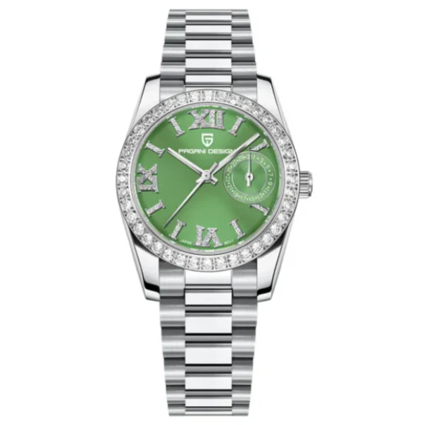Pagani Design Silver Stainless Steel Green Dial Quartz Watch for Ladies - PD-1776