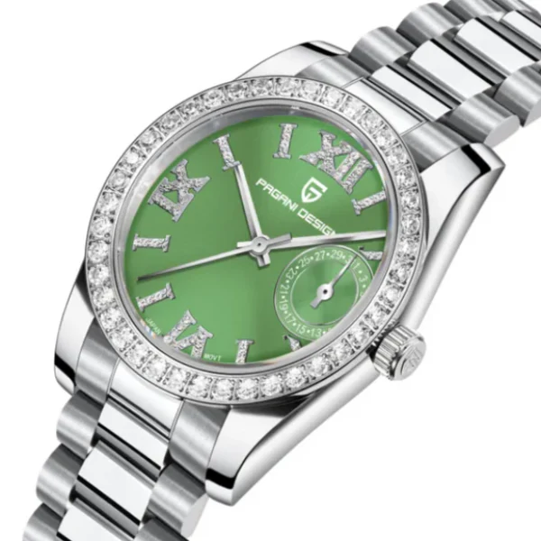 Pagani Design Silver Stainless Steel Green Dial Quartz Watch for Ladies - PD-1776 - Image 2
