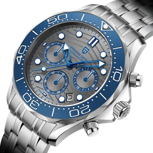 Pagani Design Silver Stainless Steel Grey Dial Chronograph Quartz Watch for Gents - PD1713 - Image 2