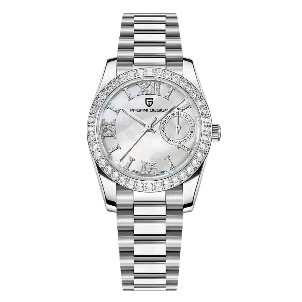 Pagani Design Silver Stainless Steel White Dial Quartz Watch for Ladies - PD-1776