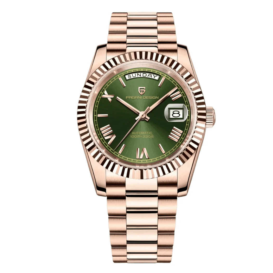 Pagani Rose Gold Stainless Steel Green Dial Quartz Watch for Gents - Pagani PD-1752