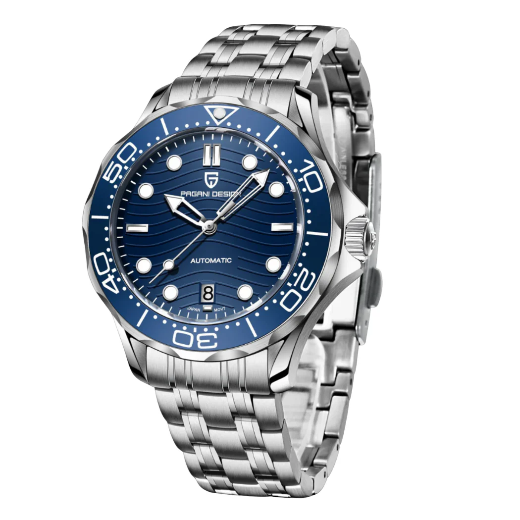 Pagani Silver Stainless Steel Blue Dial Automatic Watch for Gents - PD-1685-S-CH SILVER/BLUE/SILVER
