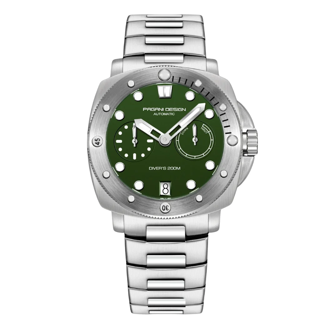 Pagani Silver Stainless Steel Green Dial Automatic Watch for Gents - PD-1767