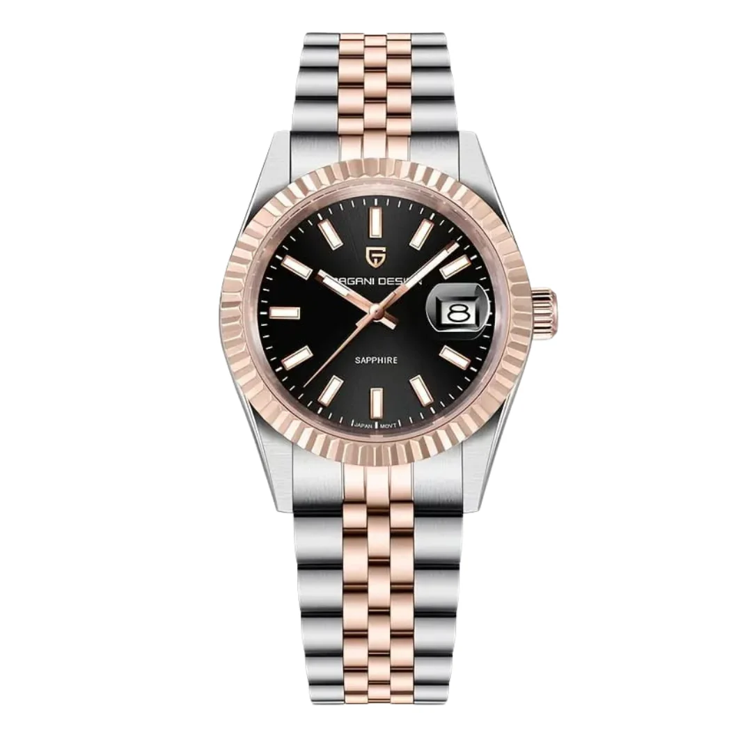 Pagani Two-tone Stainless Steel Black Dial Quartz Watch for Gents - PAGANI PD-1794