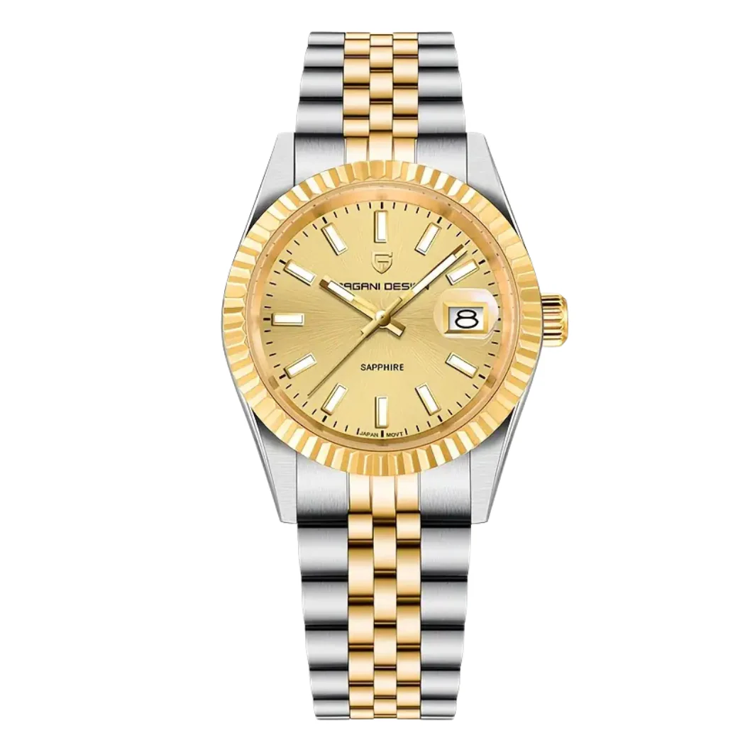 Pagani Two-tone Stainless Steel Gold Dial Quartz Watch for Gents - PAGANI PD-1794