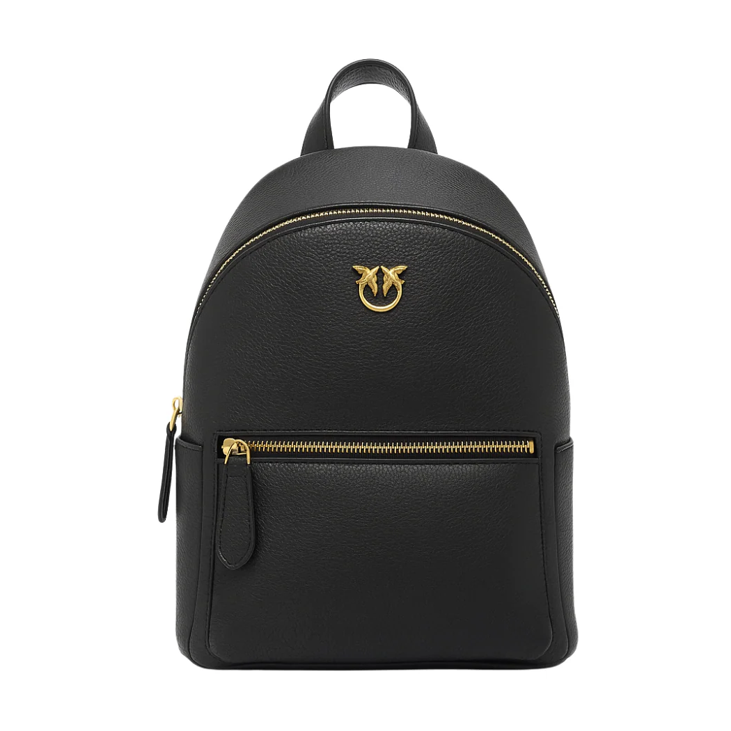 PINKO ALKA Mini Backpack β Black Quilted Calfskin Leather