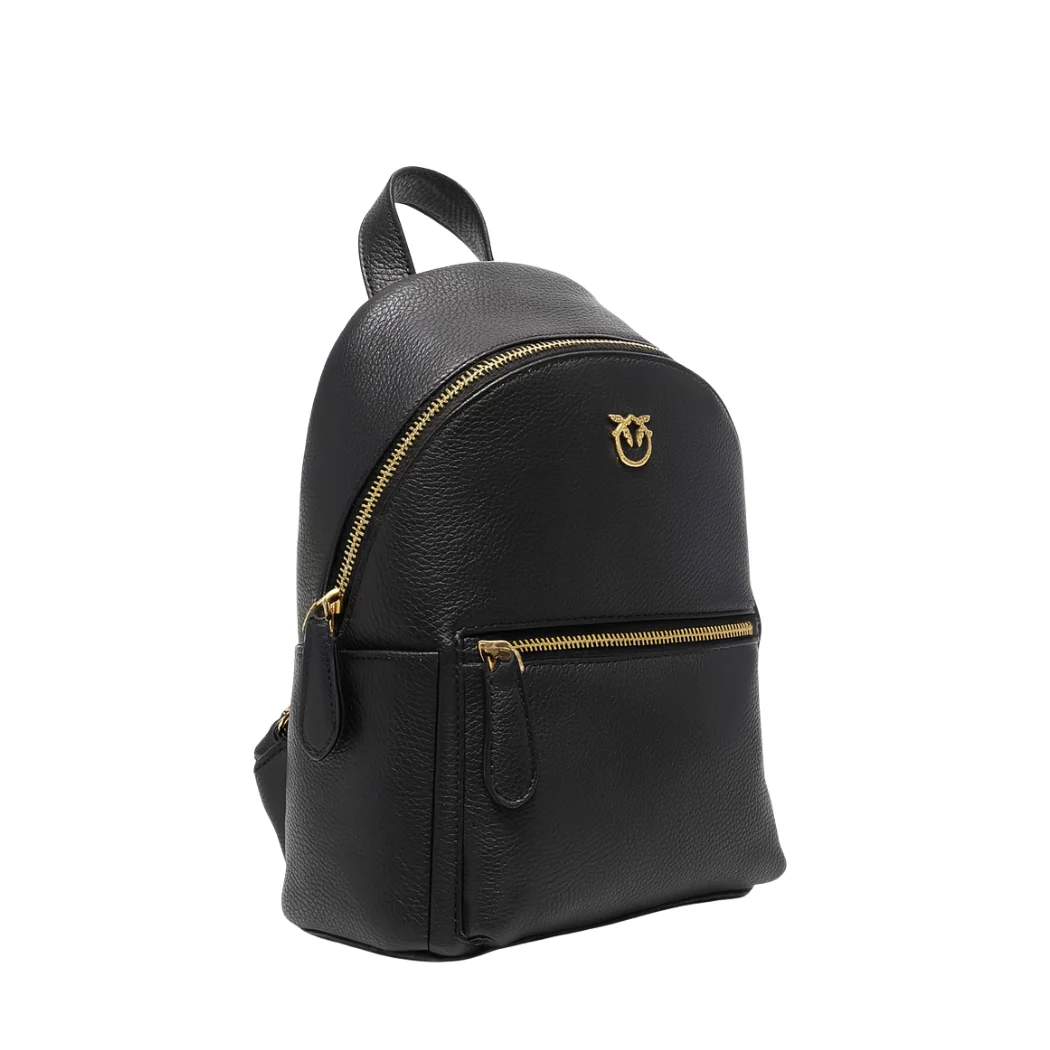 PINKO ALKA Mini Backpack β Black Quilted Calfskin Leather - Image 2