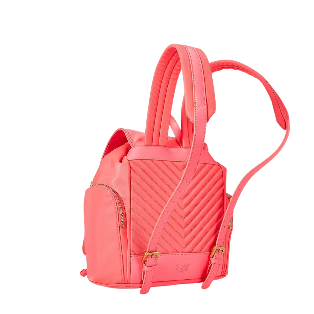 PINKO Backpack – Bright Pink | Love Recycled Nylon Small Backpack – Eco‑Chic & Practical - Image 2