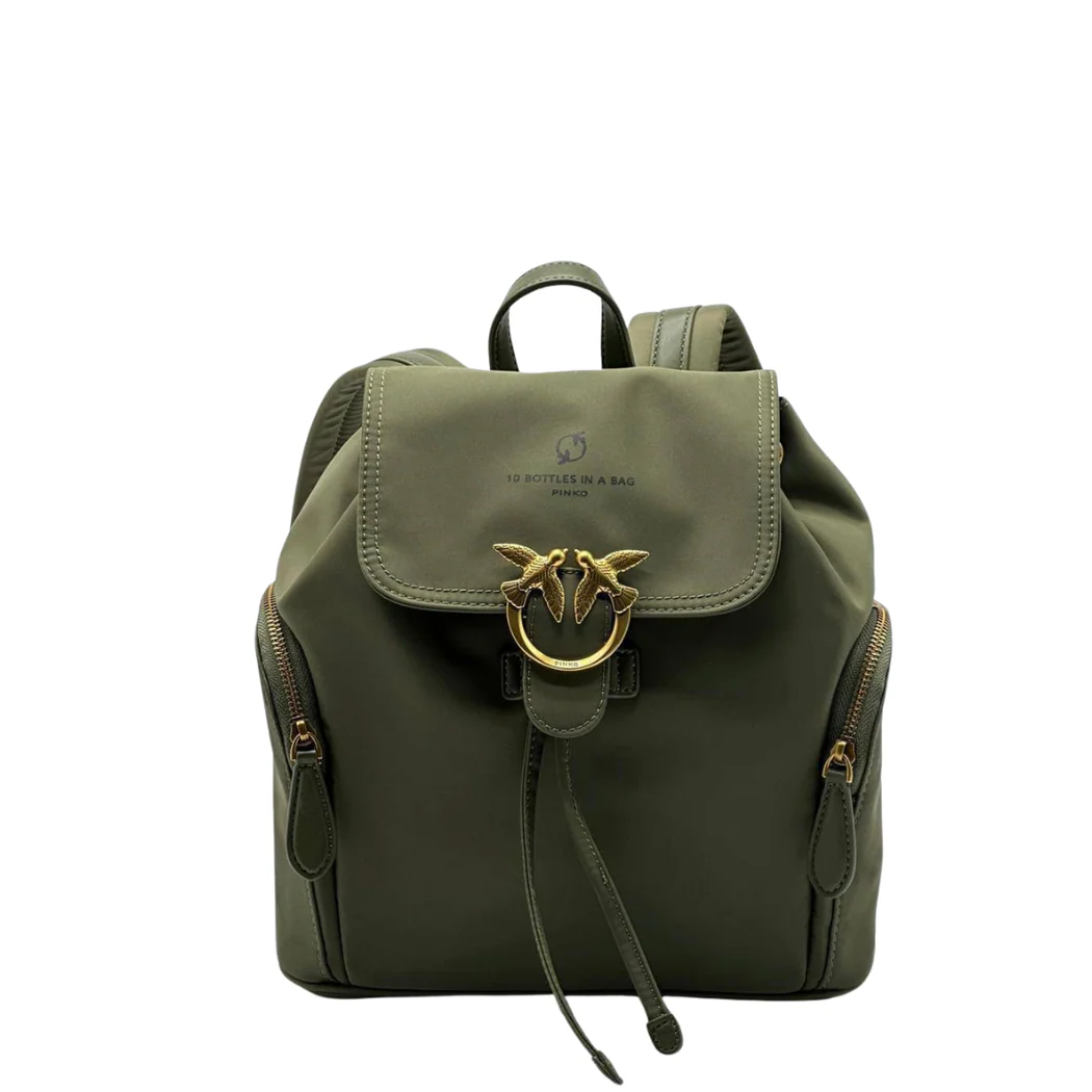 PINKO Backpack – Green | Love Recycled Nylon Backpack – Eco‑Chic & Practical