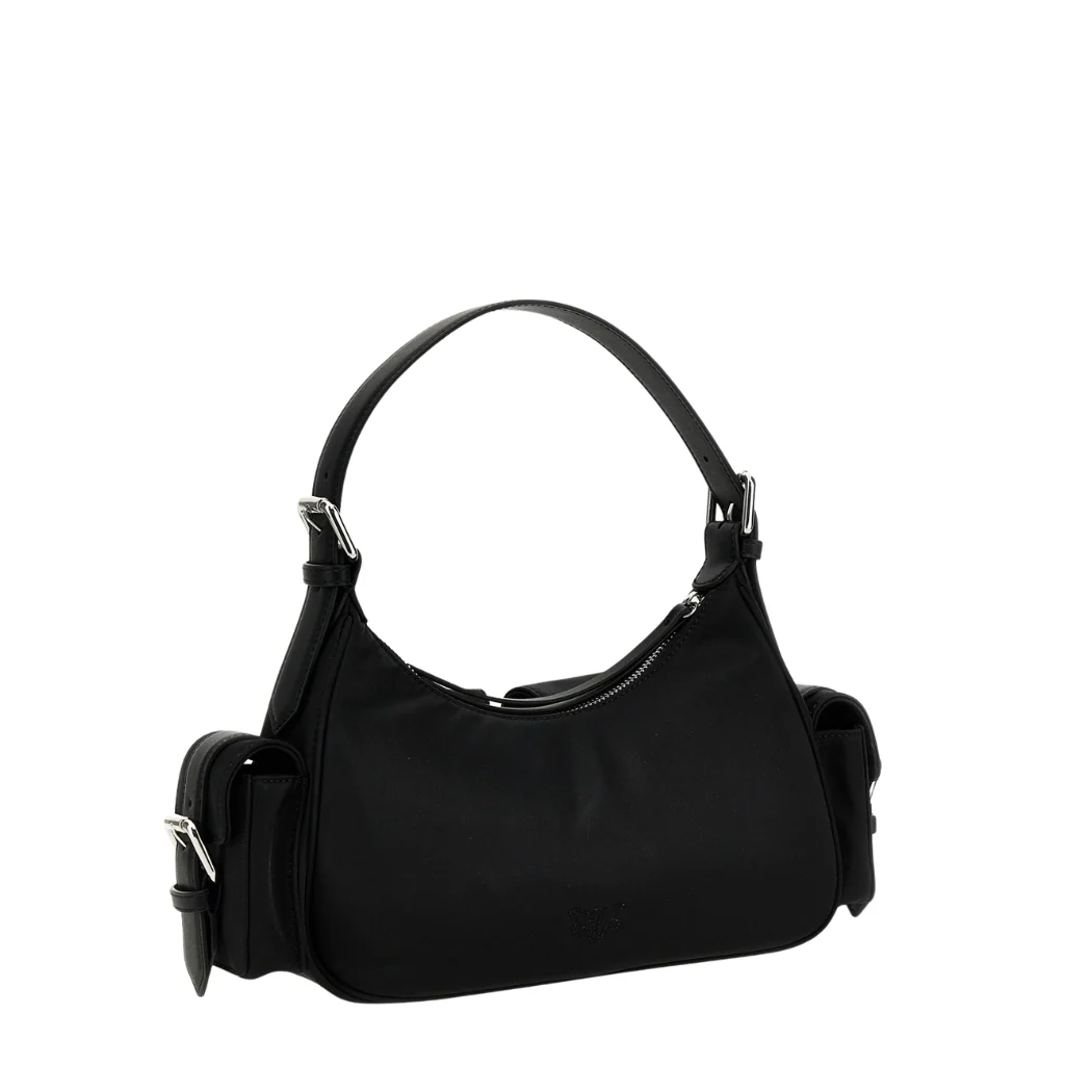 PINKO Cargo Multipocket Shoulder Bag – Black Recycled Nylon - Image 2