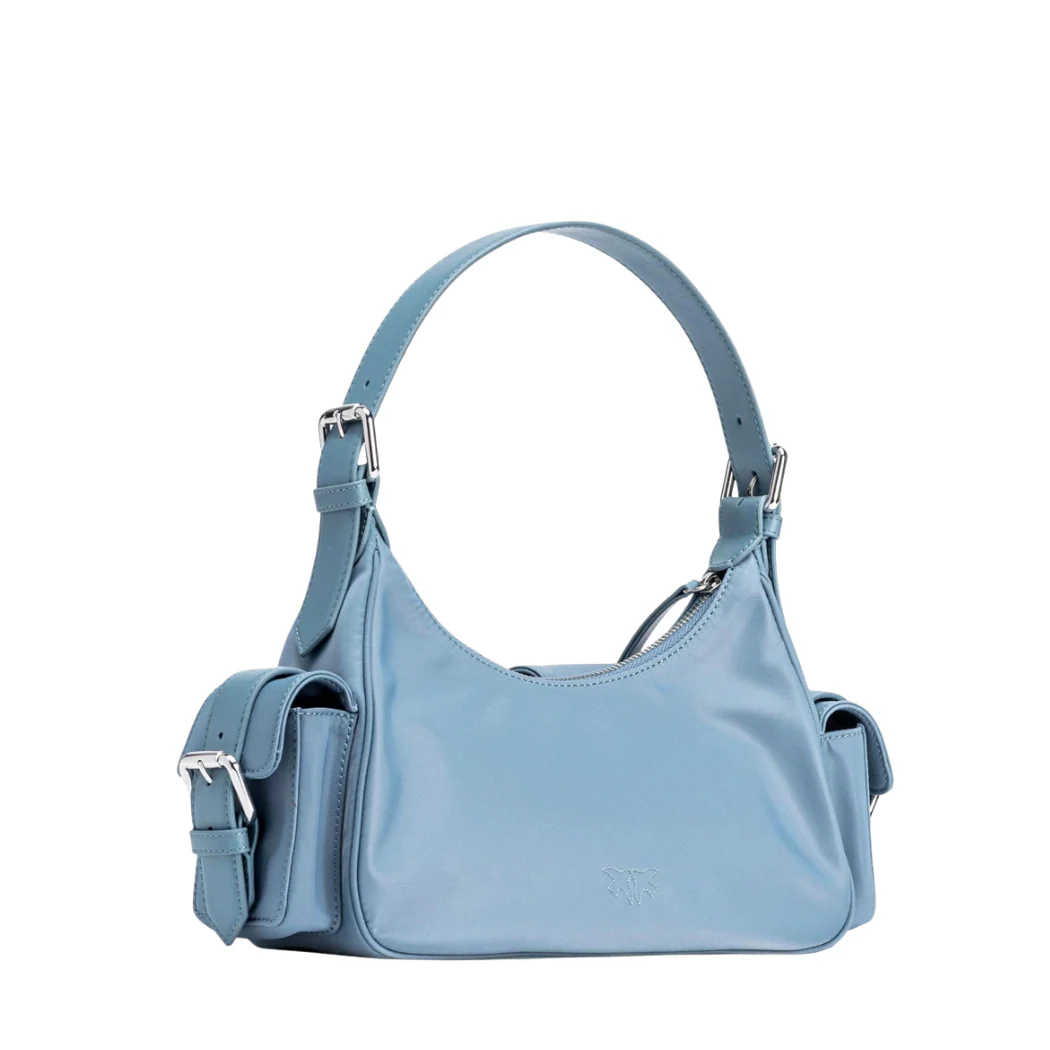 PINKO Cargo Multipocket Shoulder Bag – Cool Blue Recycled Nylon - Image 2
