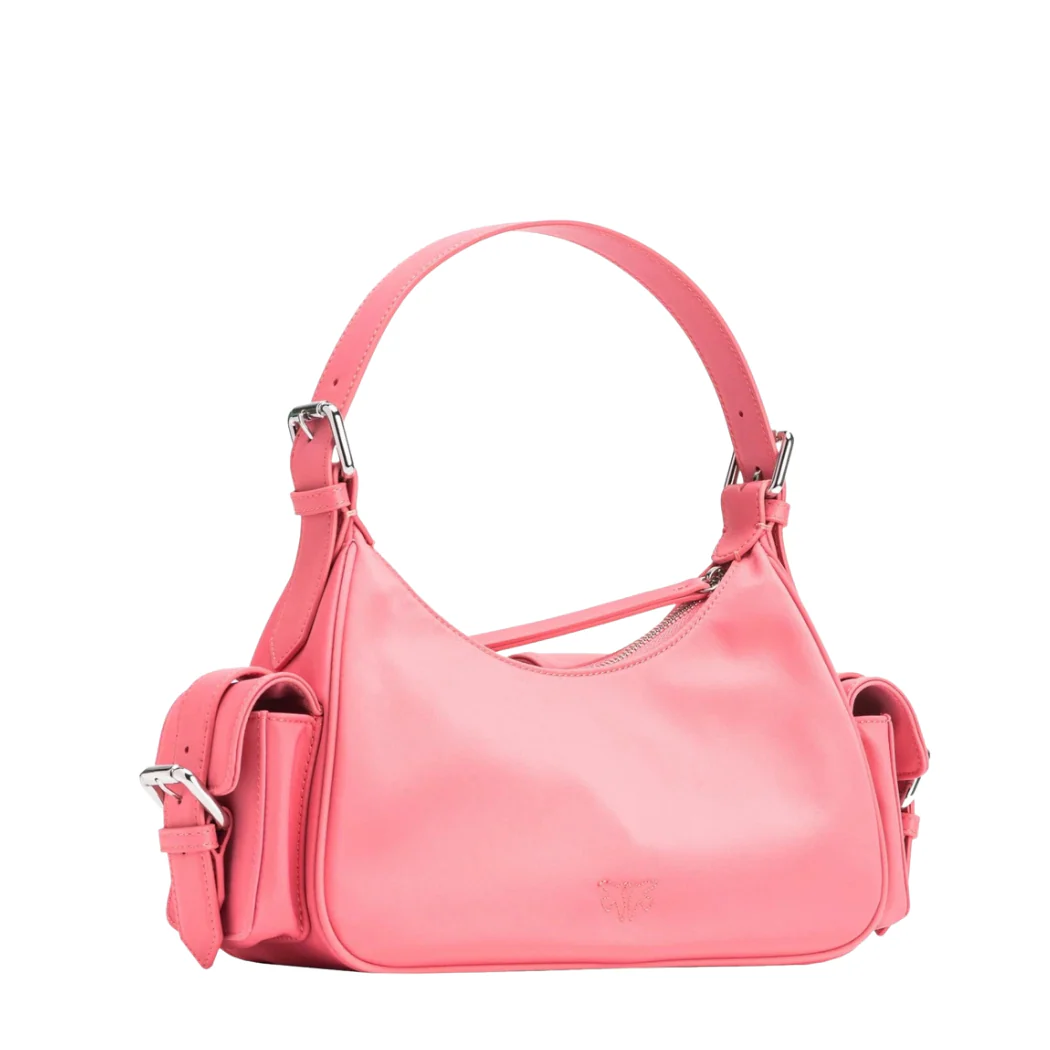 PINKO Cargo Multipocket Shoulder Bag β Pink Recycled Nylon - Image 2