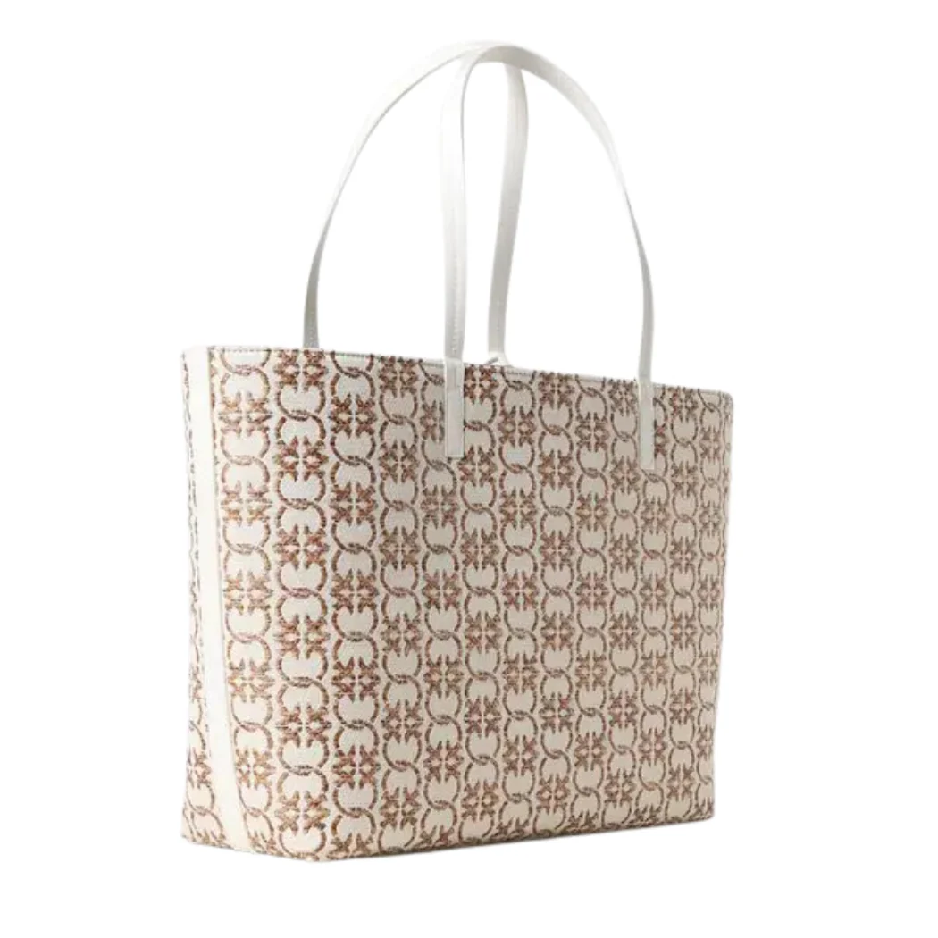 PINKO Carrie Shopper Big Logo Tote Bag – Beige - Image 2