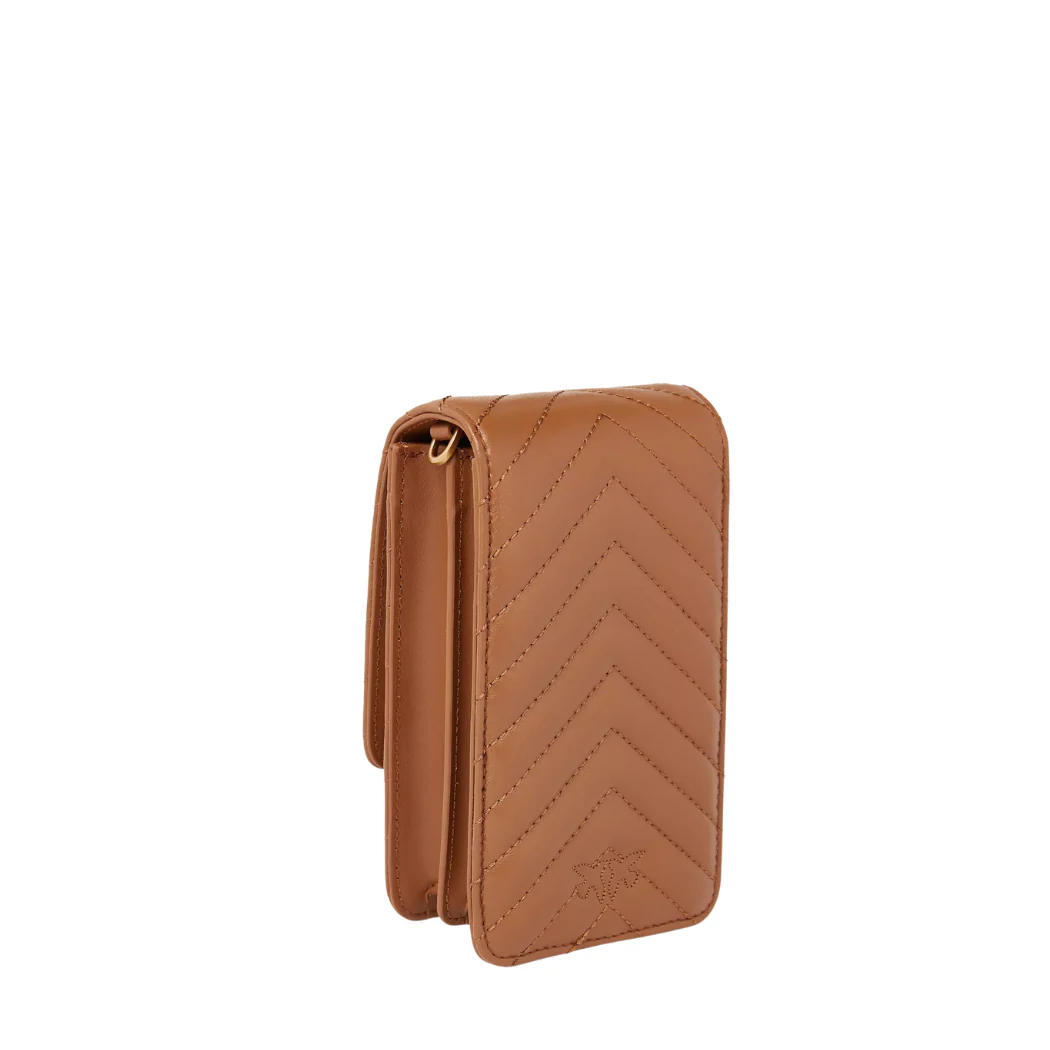 PINKO Crossbody Bag – Brown | Love One Chevron Quilted Phone Bag – Slim & Stylish - Image 2