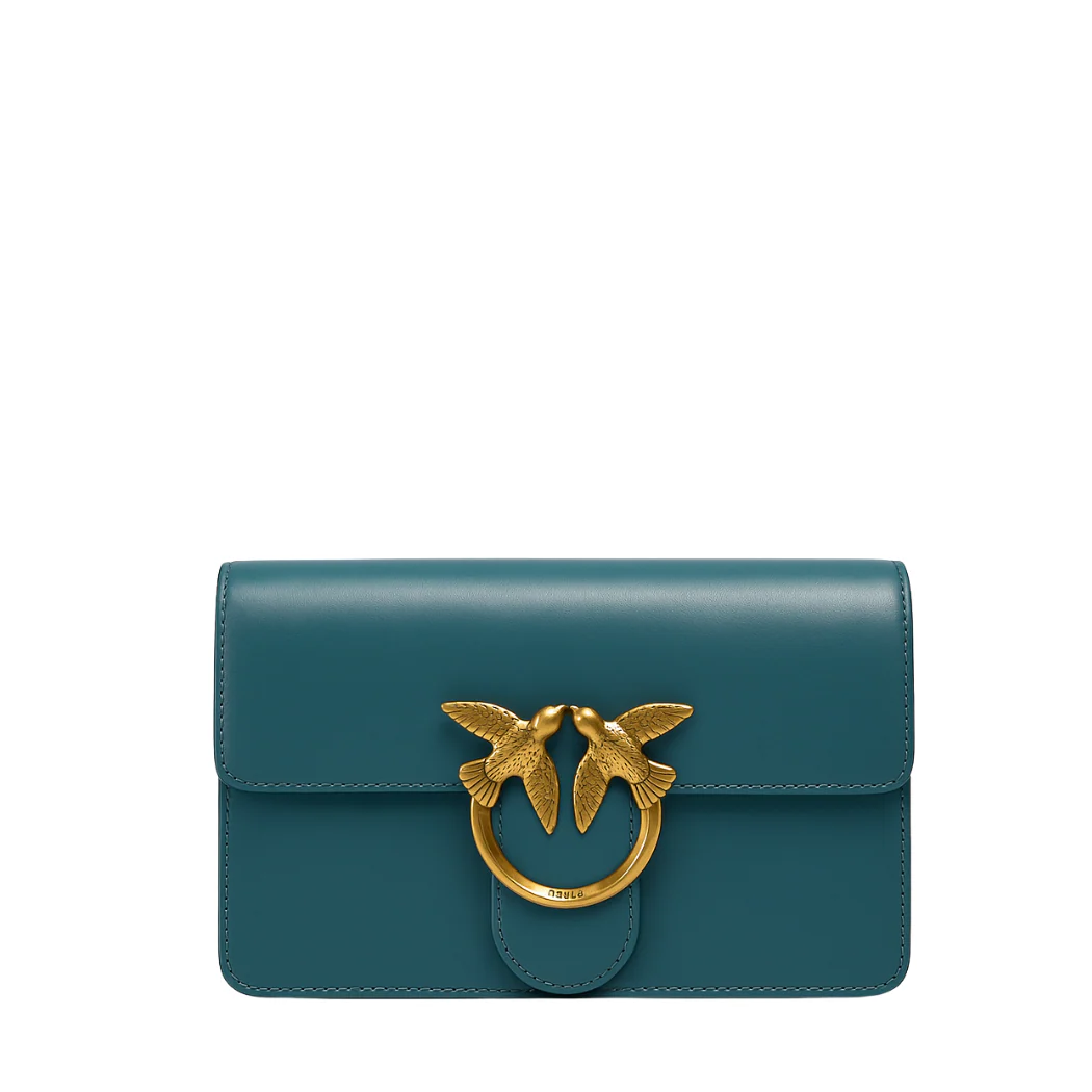 PINKO Crossbody Bag – Petrol Blue | Elegant & Compact – Love One Classic Light