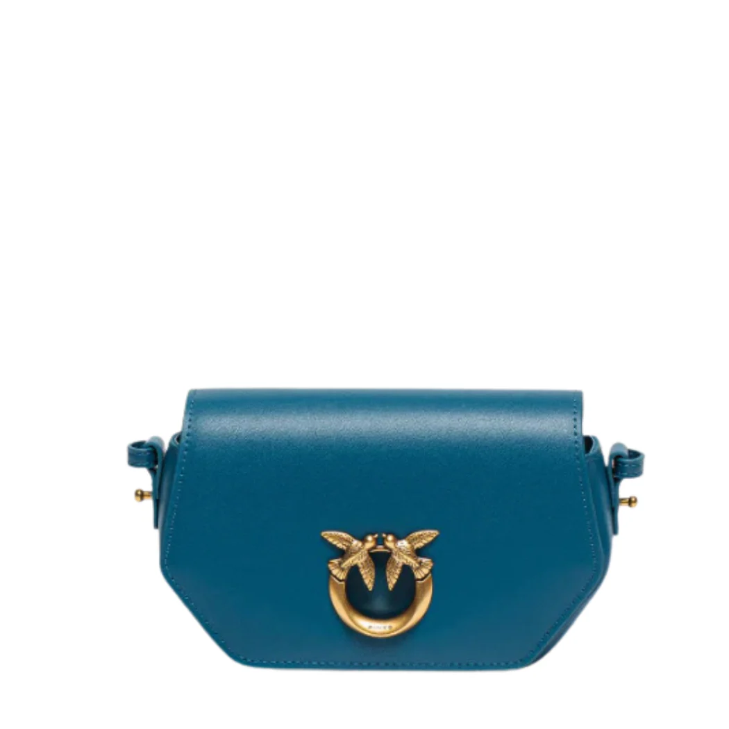 PINKO Crossbody Bag – Petrol Blue | Love Click Exagon Classic – Chic & Structured
