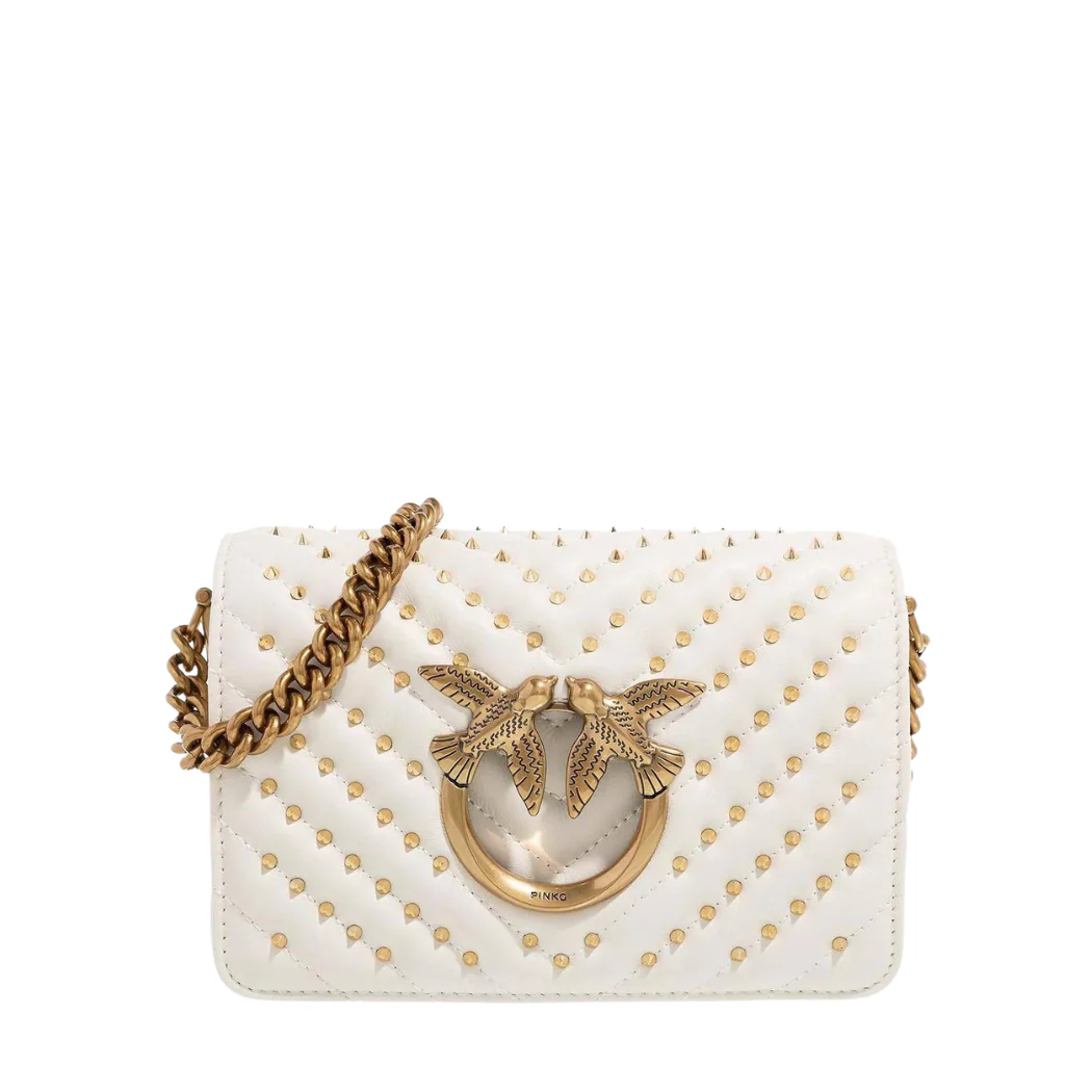 PINKO Crossbody Bag – White | Love Click Classic V Quilt – Chic & Elegant