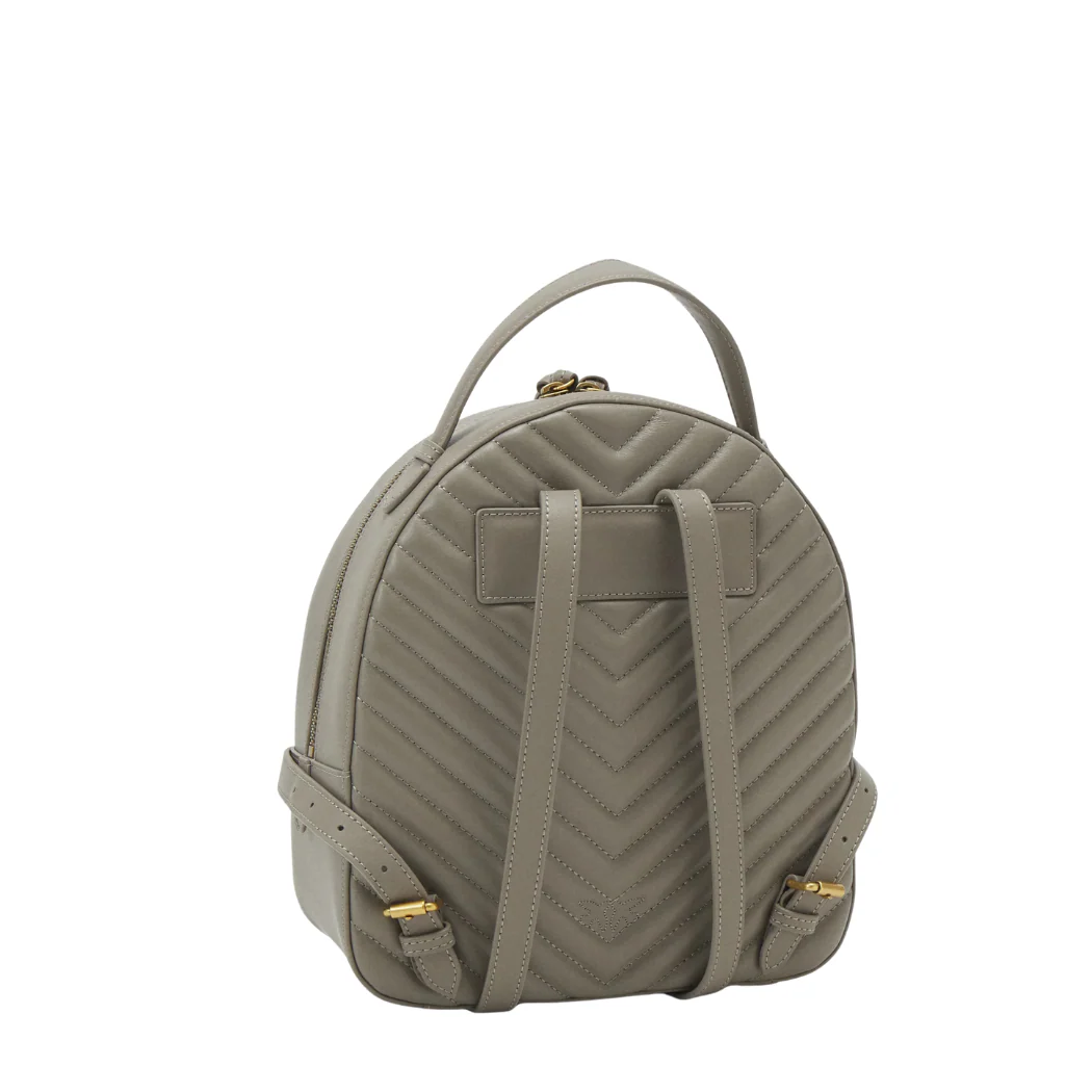 PINKO Love Click Quilted Backpack – Beige Nappa Leather - Image 2