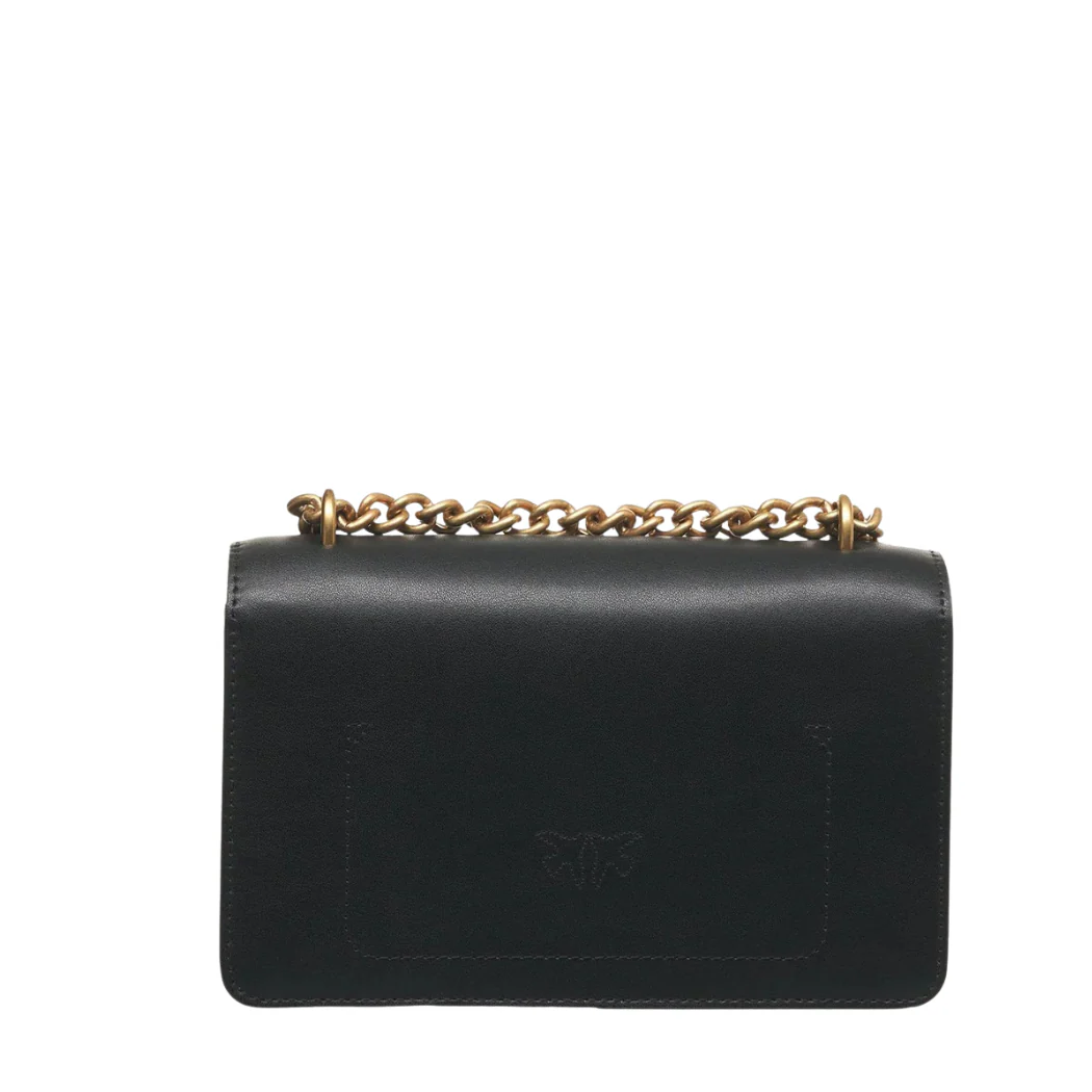 PINKO Love One Mini DC Crossbody Bag β Black Quilted Calfskin - Image 2