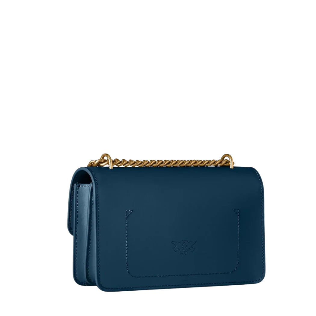 PINKO Love One Mini DC Crossbody Bag – Petrol Blue Calfskin Leather - Image 2
