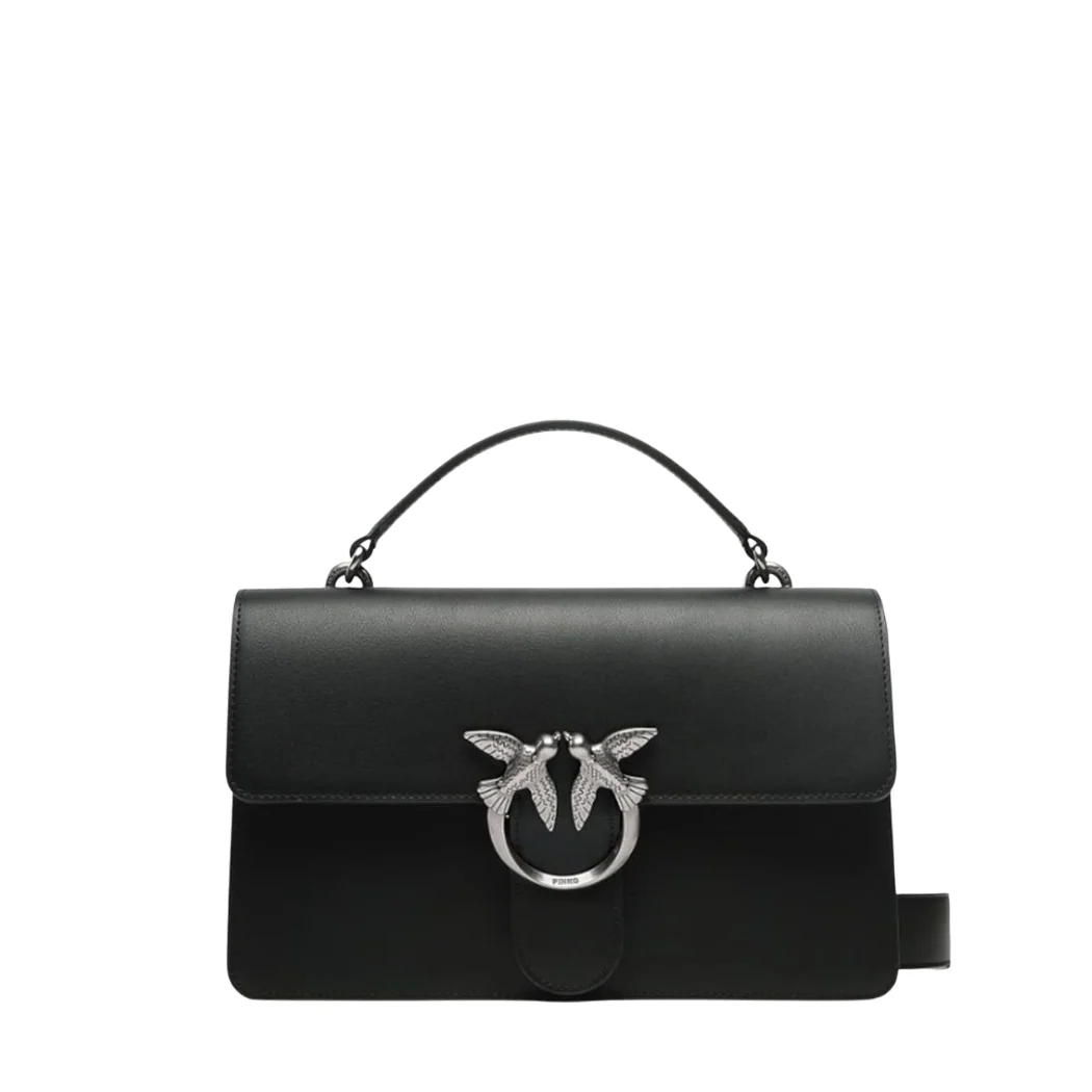 PINKO Love One Mini Light Crossbody Bag β Black Quilted Calfskin