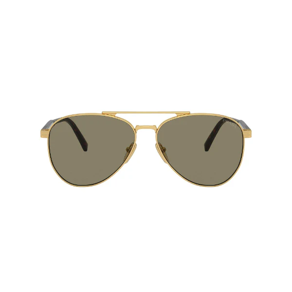 Prada Gold Linea Rossa Marrone chiaro Polarized Square Sunglasses – SPRA58S 5AK/07V (61-14-145)