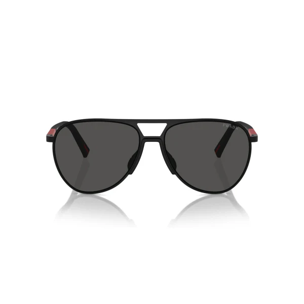 Prada Linea Rossa Matte Black Dark Grey Aviator Sunglasses – SPR53Z 1B0/06F (59-15-145)