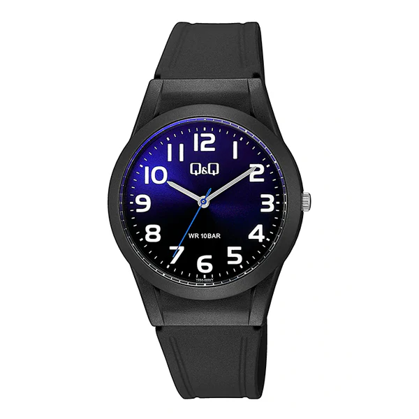 Q&Q Black Resin Strap Purple Dial Quartz Watch for Ladies - V25A-003VY