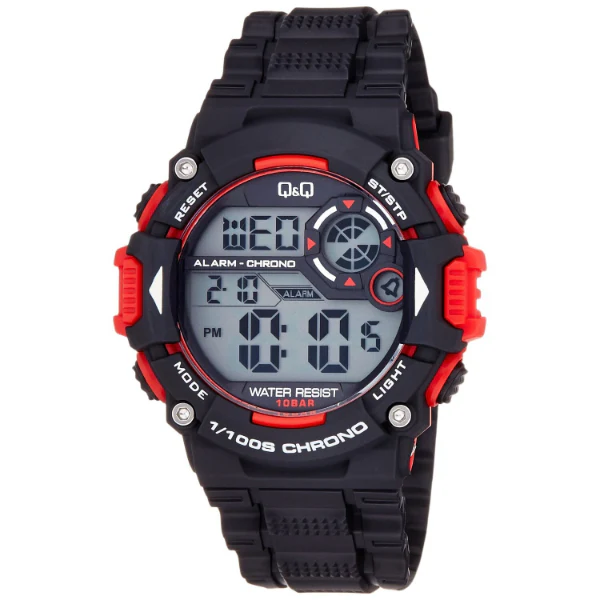 Q&Q Black Rubber Strap Grey Dial Quartz Watch for Gents - M146J003