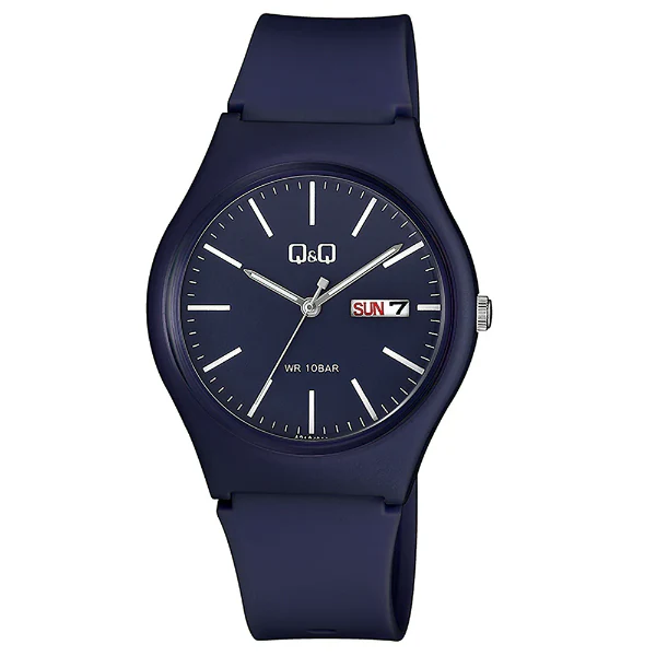 Q&Q Blue Resin Strap Blue Dial Quartz Watch for Gents - A212J012Y