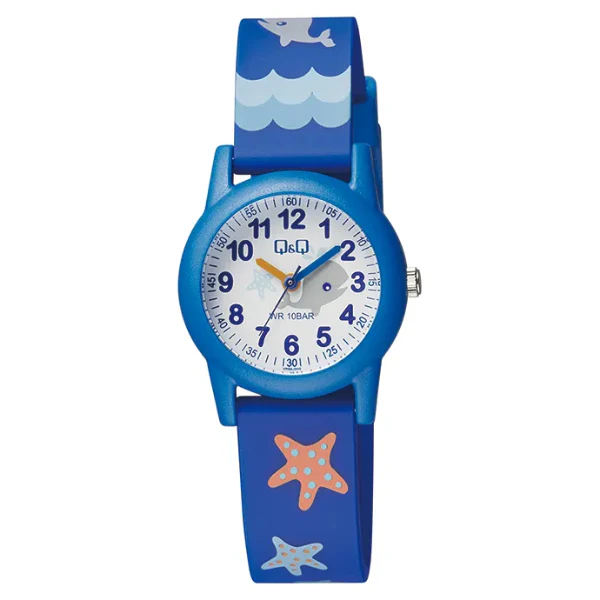 Q&Q Blue Resin White Dial Quartz Watch for Kids - VR99J009Y