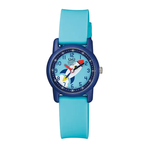 Q&Q Blue Silicone Strap Blue Dial Quartz Watch for Kids - VR41J008Y